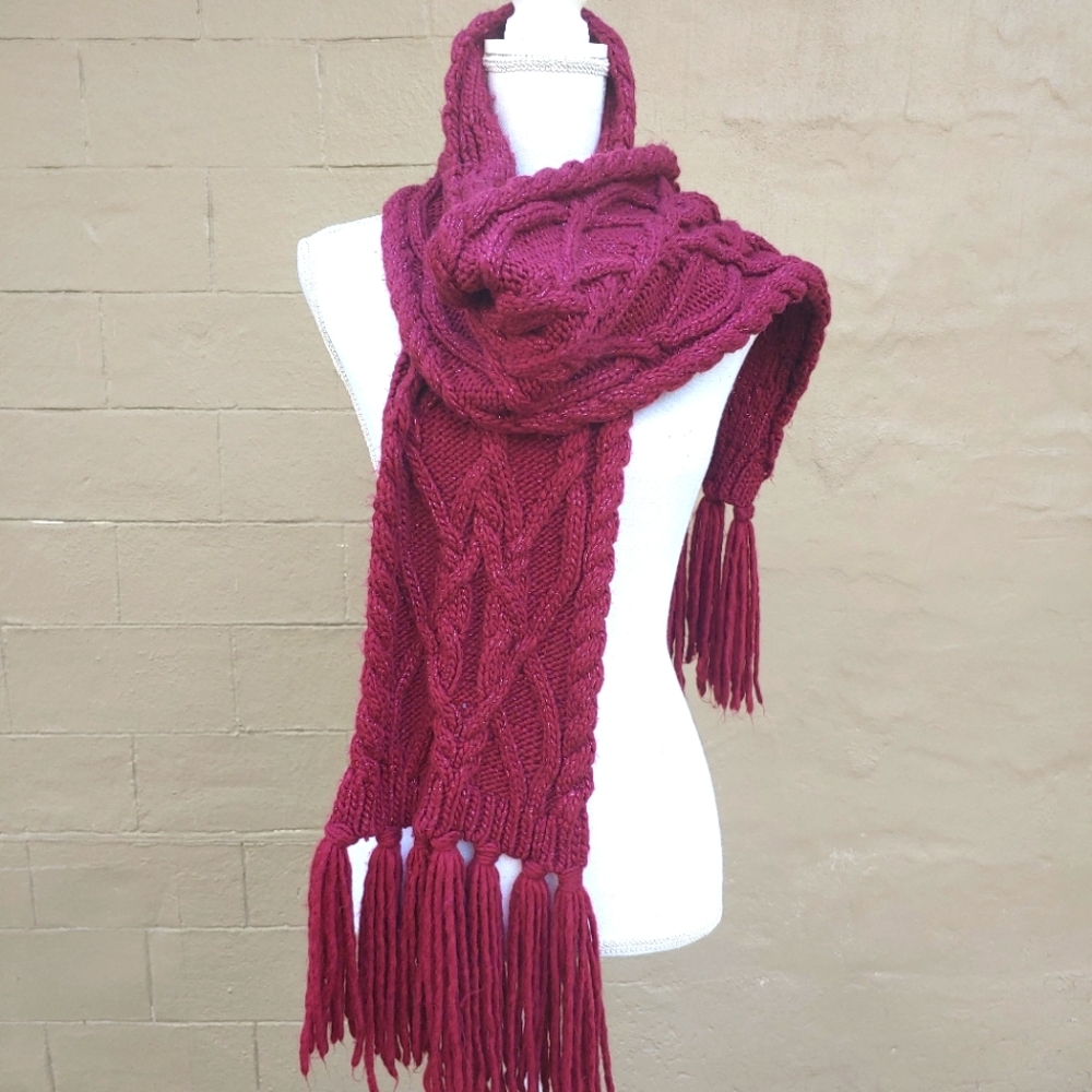 Burgundy Wool/Knit Scarf